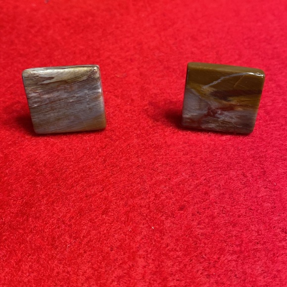 Vintage Natural Agate Cuff Links - Picture 6 of 16